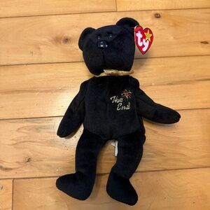 Ty Black Plush Bear with Embroidered Chest